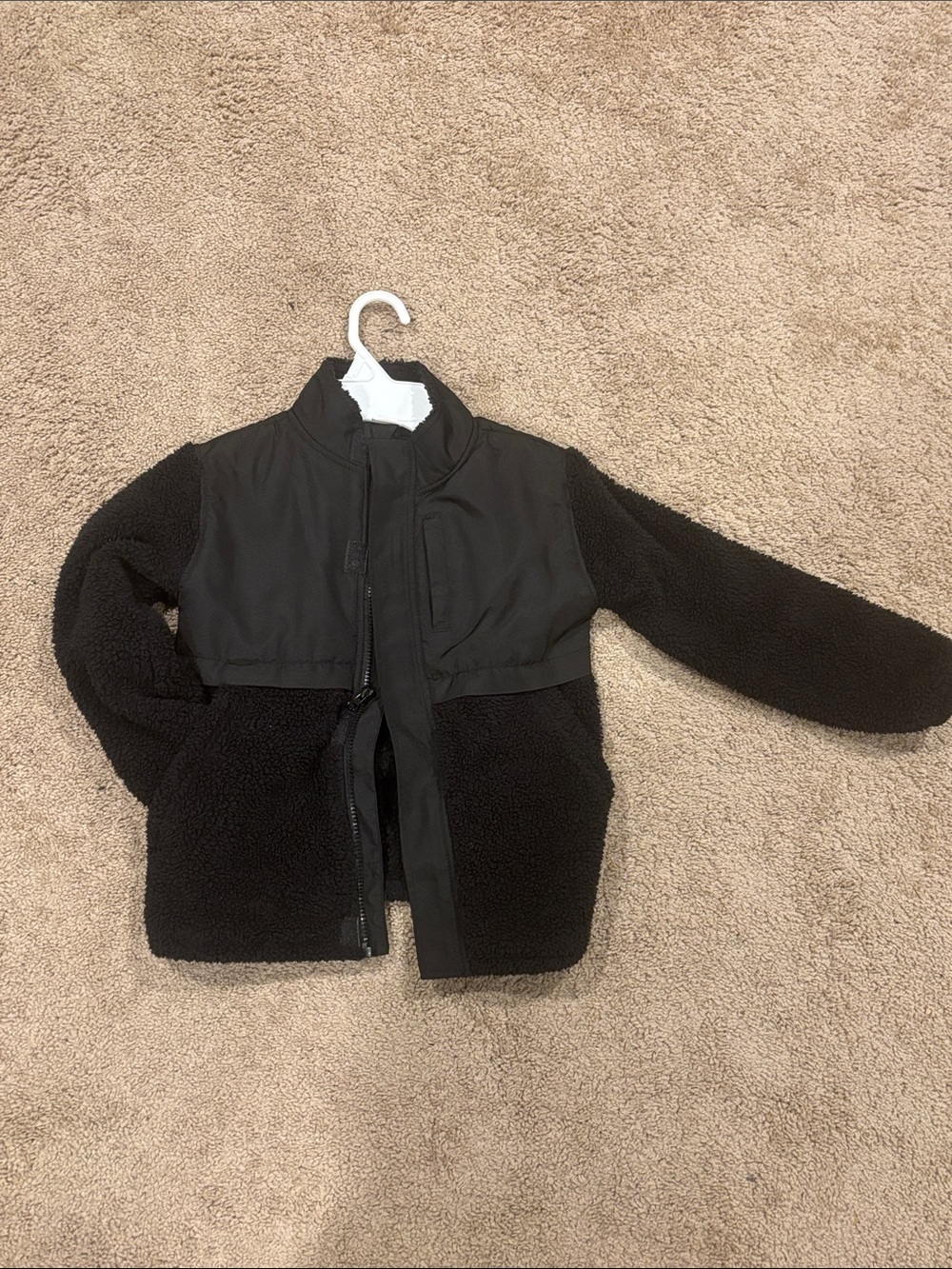 wonder nation Black Sherpa Jacket with Wind-Resistant Yoke